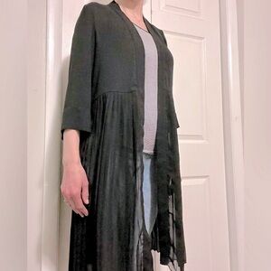 Christopher & Banks Black Pleated Kimono - Size Medium